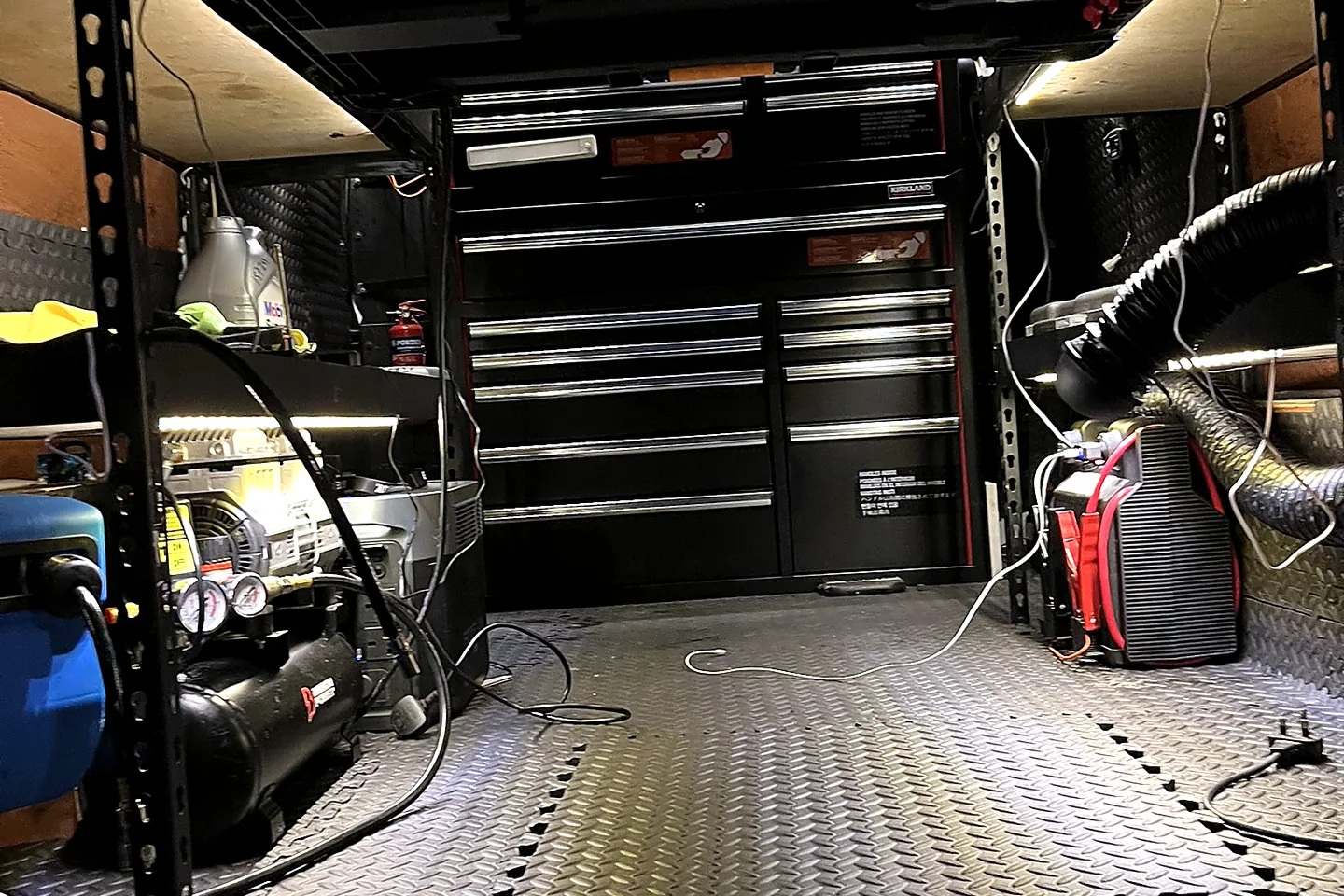 Purpose-built mobile laboratory interior with no person visible
